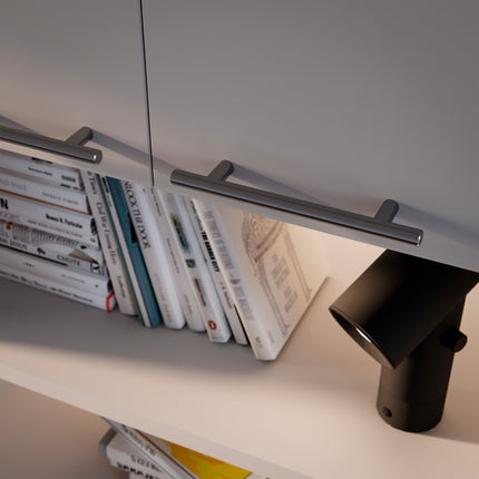 Emuca Lote de 10 tiradores para mueble Orlando, Acero, Níquel/Negro