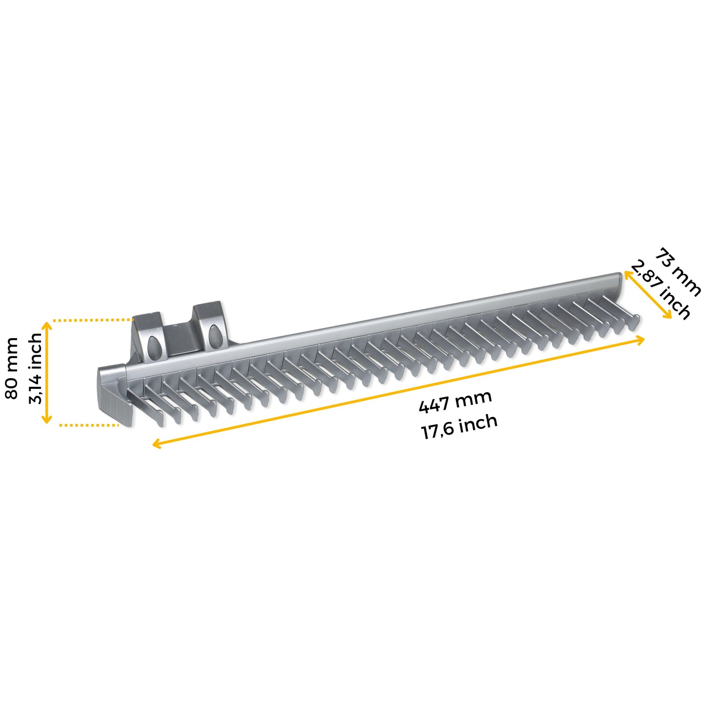 Emuca Removable side tie rack, matte anodized, plastic and aluminum