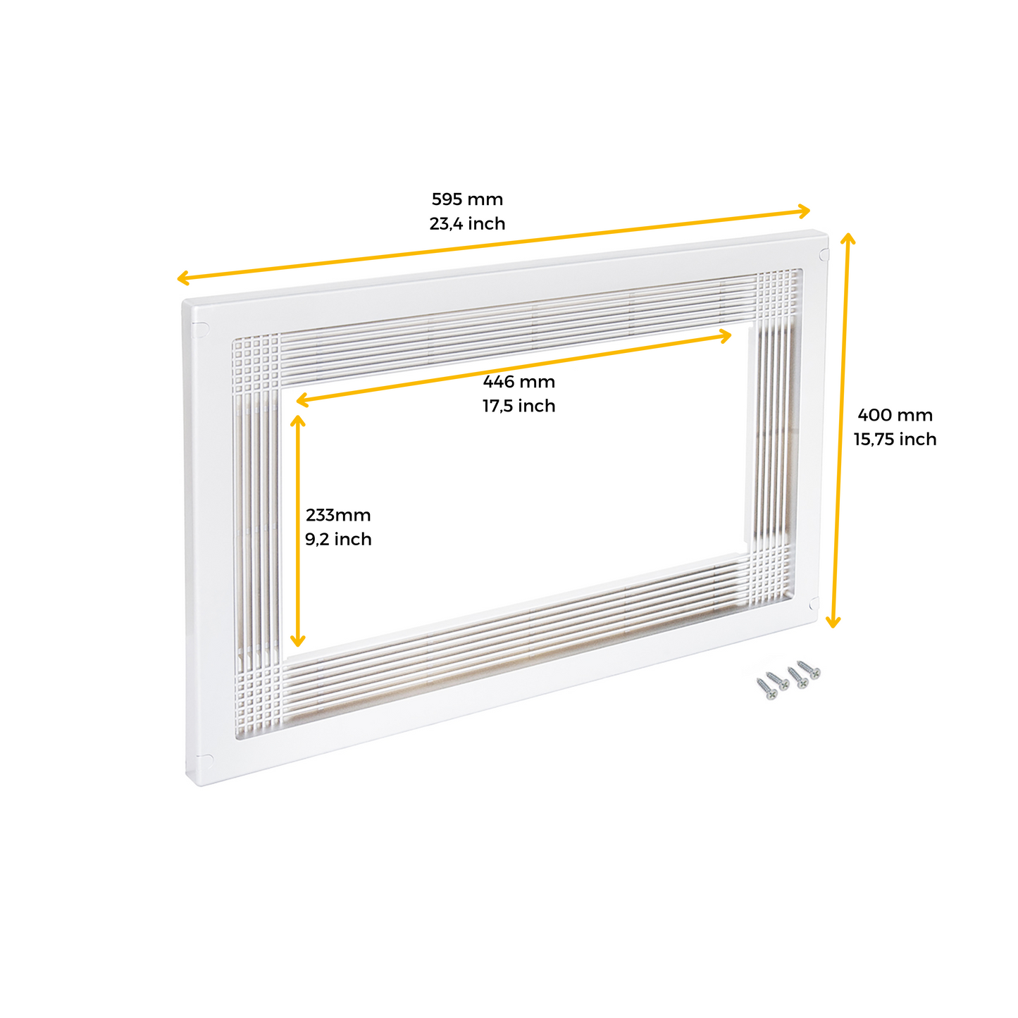 Emuca Microwave frame, to be built into kitchen furniture, 600mm module, 600x400mm, Plastic, White