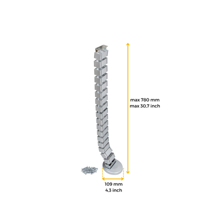 Coluna de gerenciamento de cabos Emuca Pipe 4, plástico, alumínio pintado