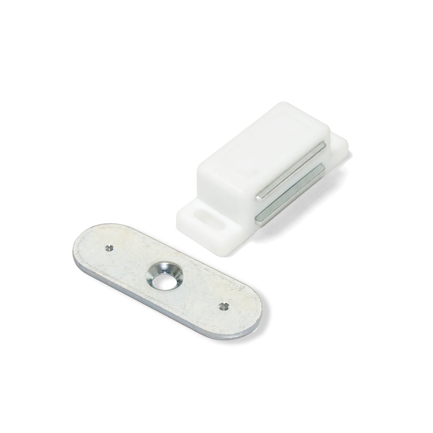 Emuca Set of 20 magnetic door catches, Steel and plastic, White