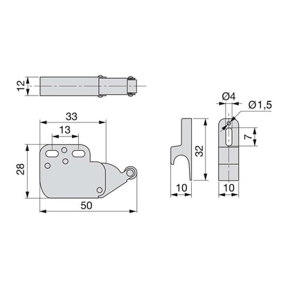 Emuca Set of 10 Fast Latch furniture locks, Steel and plastic, White