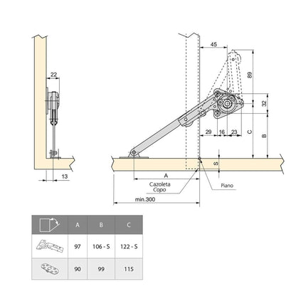 Emuca Set of springs for NSDX folding doors, force 20-70kgxcm, Steel and zamak, Nickel plated