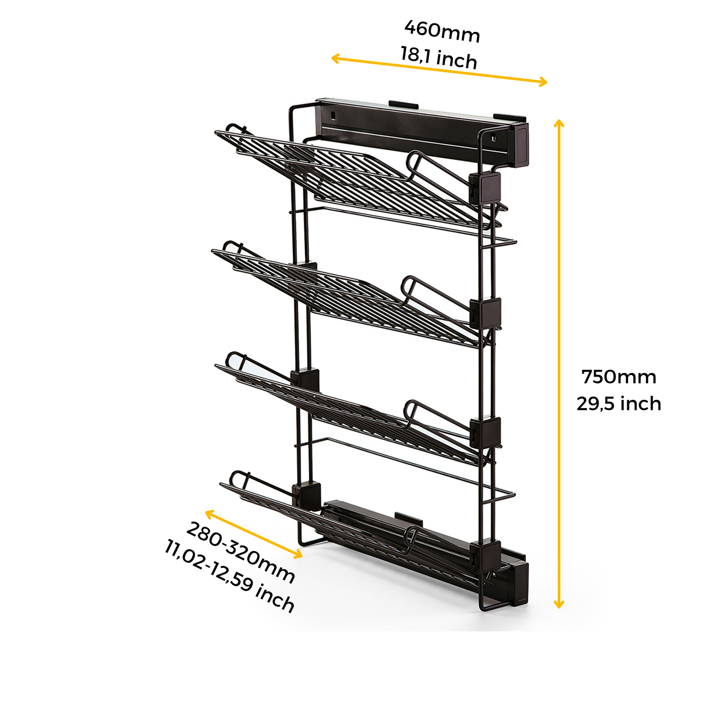 Removable side shoe rack, Mocha painted, Steel, 1 pc. 