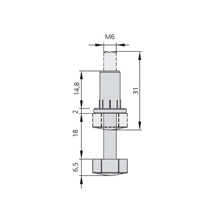 Emuca Lote de 20 pies niveladores para mueble, base hexagonal, M6, regulación 18mm, Acero y plástico