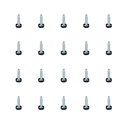 Emuca Conjunto de 20 pés niveladores para móveis, ajuste interno, M10, diâmetro 23mm, altura 46mm, Aço e plástico