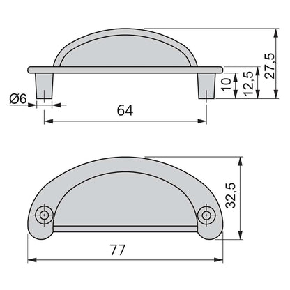 Emuca Lote de 20 tiradores para mueble Marrakech, L77mm, intereje 64mm, Zamak, Negro