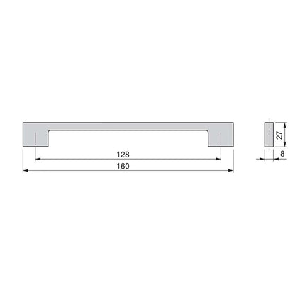 Emuca Lote de 20 tiradores para mueble Montreal, intereje 128mm, Zamak, Níquel satinado