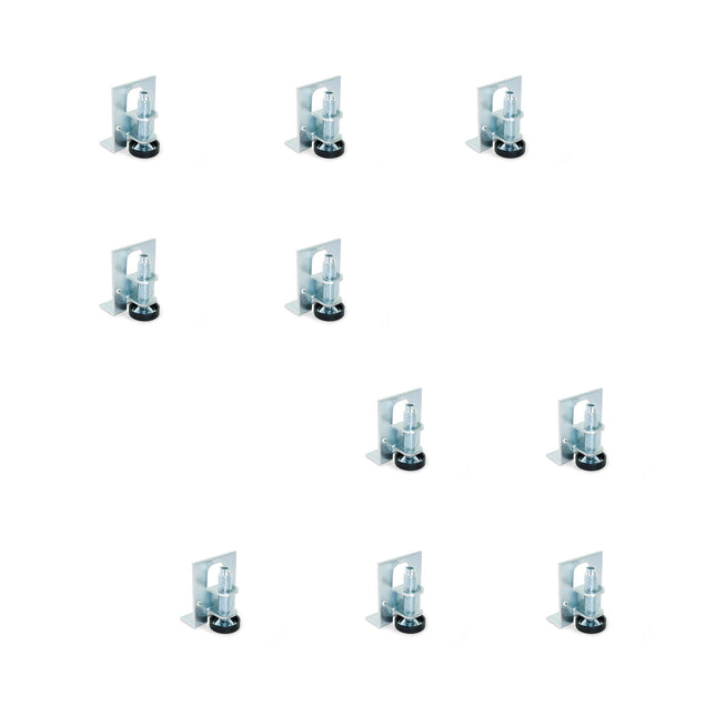 Emuca Set of 10 M10 circular levellers with cover and bracket for furniture, diameter 23mm, Steel and Plastic, Zinc plated