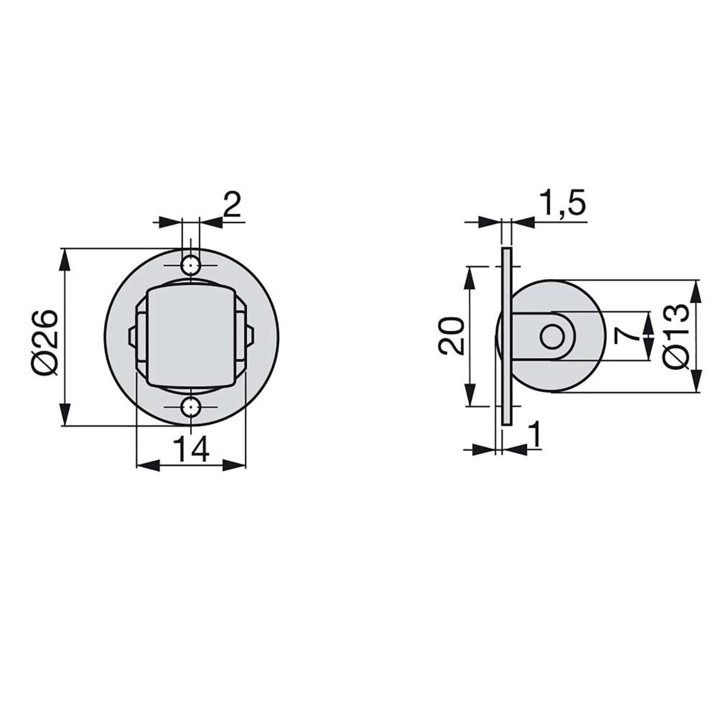 Emuca Lote de 20 ruedas para muebles, para tapa giratoria, diámetro 13mm, Acero y plástico