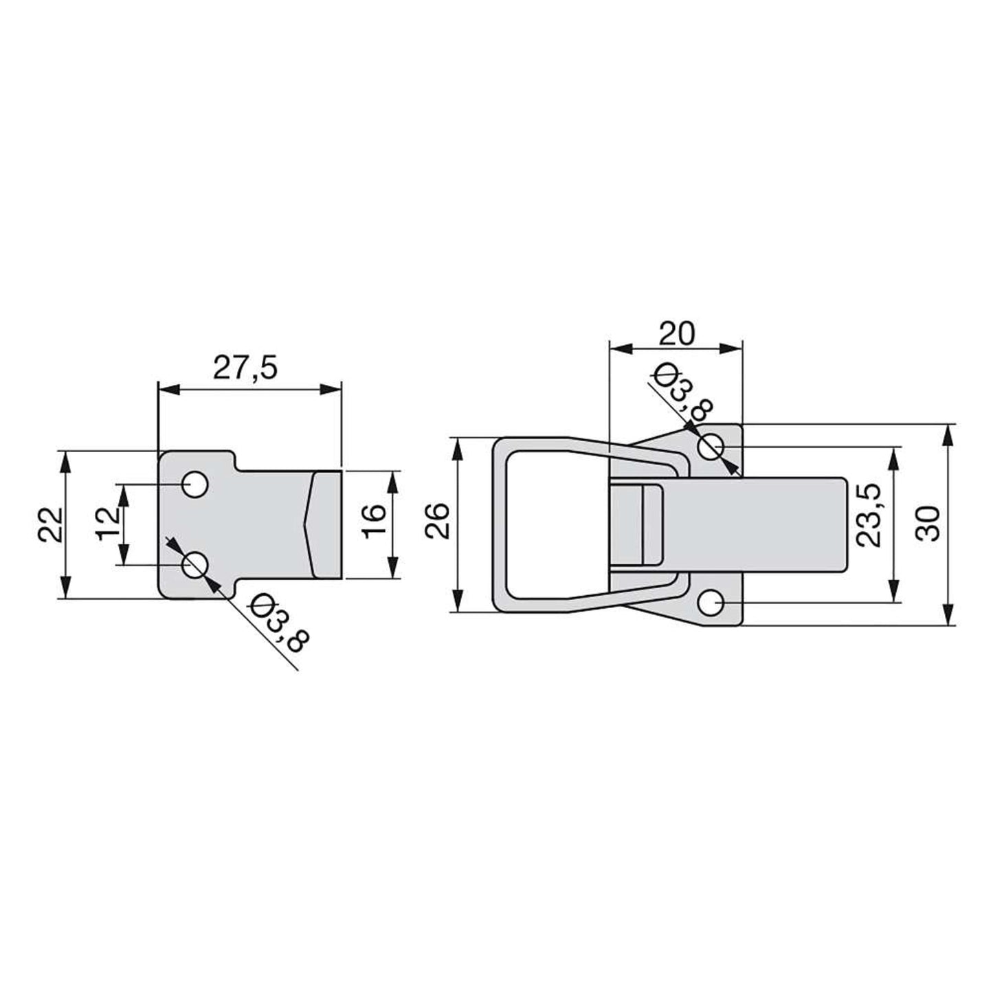 Emuca Set of 10 tension lever locks for furniture, Steel, Zinc plated