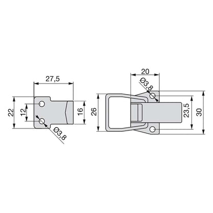 Emuca Set of 10 tension lever locks for furniture, Steel, Zinc plated