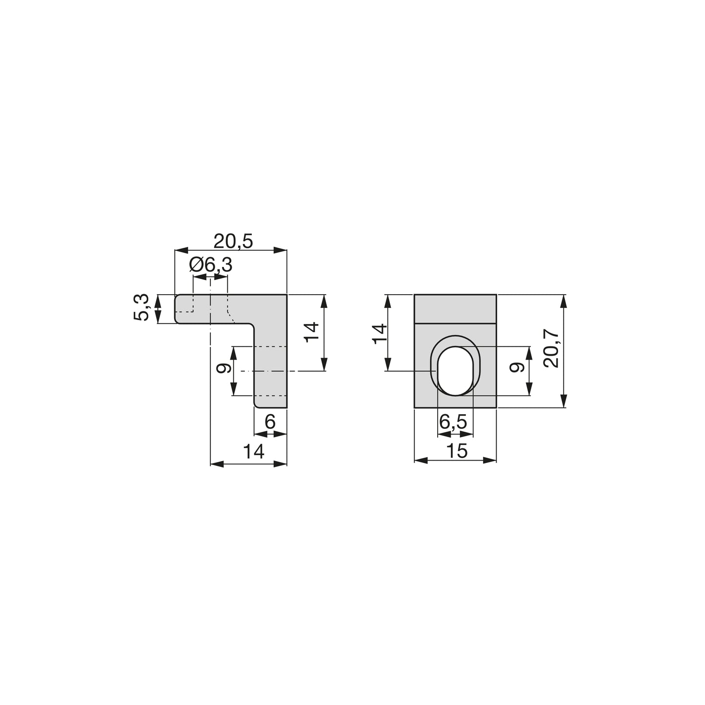 Emuca Set of 50 furniture joining brackets, 20.5x20.7mm, 2 holes, Zamak, Nickel plated