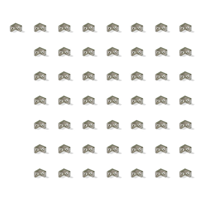 Emuca Lote de 50 escuadras de unión para muebles, 20.5x20.7mm, 2 agujeros, Zamak, Niquelado