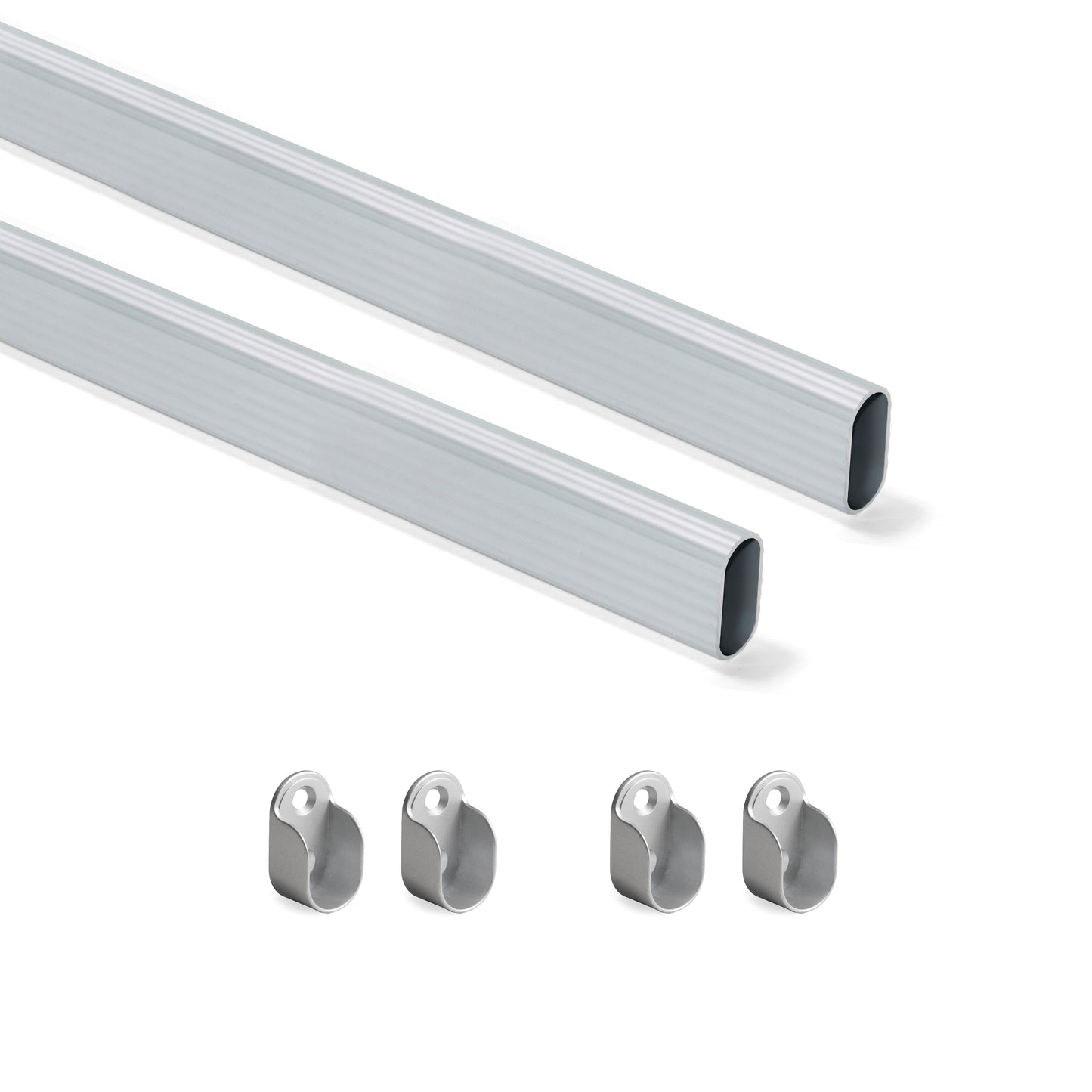 Emuca Wardrobe bar kit 30x15 mm aluminium, 0.95 m, Matt anodized, Aluminium and Zamak