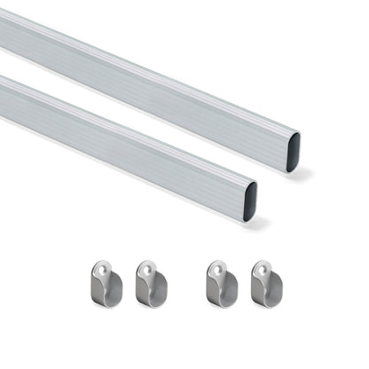 Emuca Wardrobe bar kit 30x15 mm aluminium, 0.95 m, Matt anodized, Aluminium and Zamak