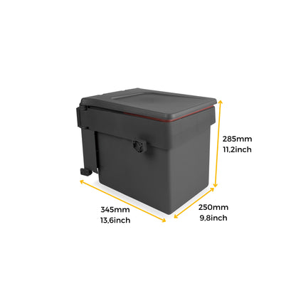 Emuca Recycling container for fixing to the door of the Recycle furniture, 1 removable 15-litre container, Anthracite grey plastic