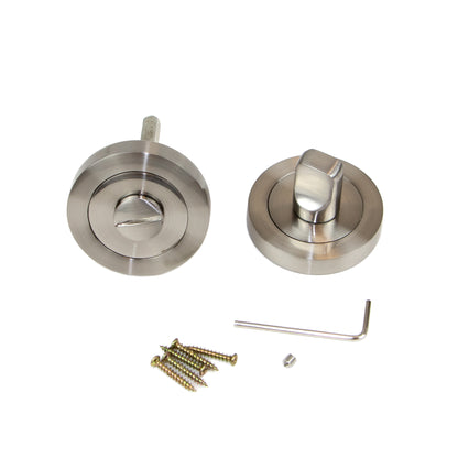 Emuca Set of 5 locks with round rosette for interior doors, diameter 50mm, Zamak, Satin nickel