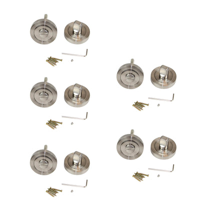 Emuca Set of 5 locks with round rosette for interior doors, diameter 50mm, Zamak, Satin nickel