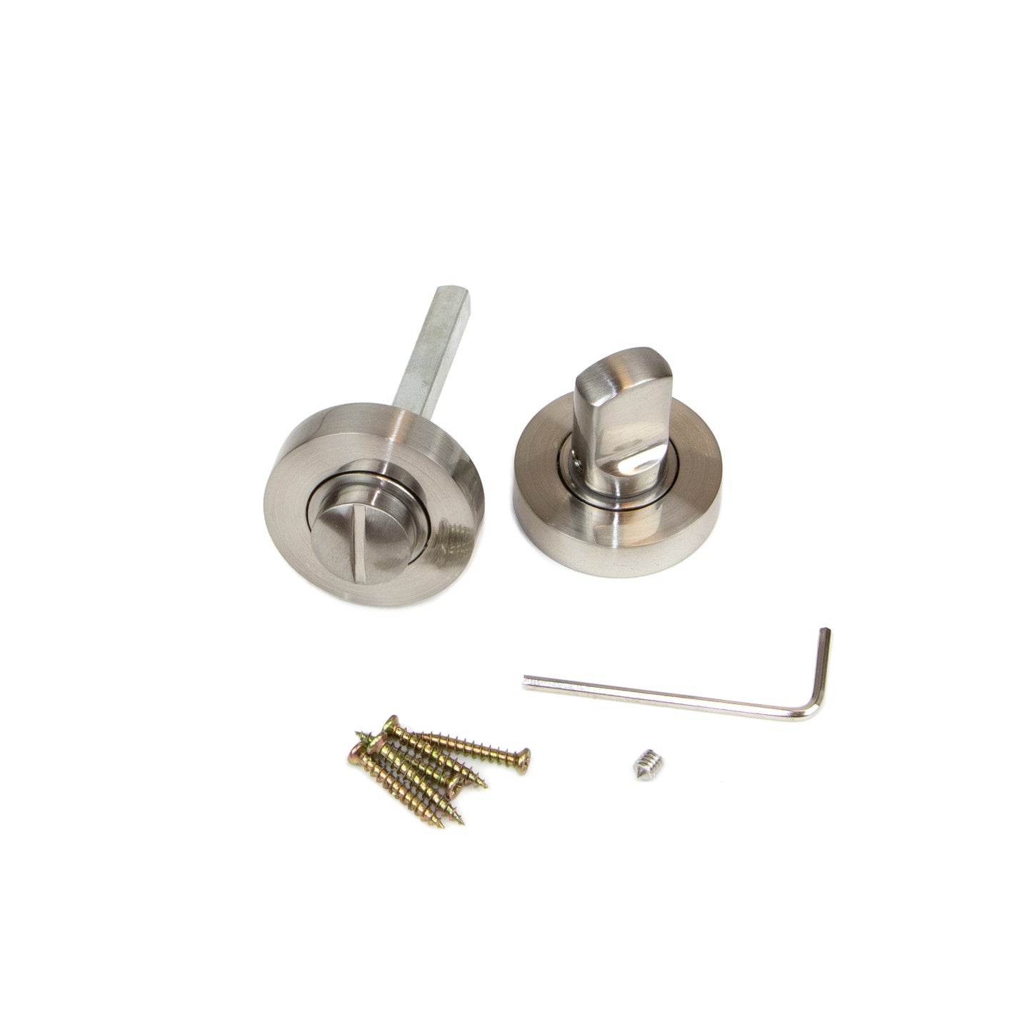 Emuca Set of 5 locks with round rosette for interior doors, diameter 35mm, Zamak, Satin nickel