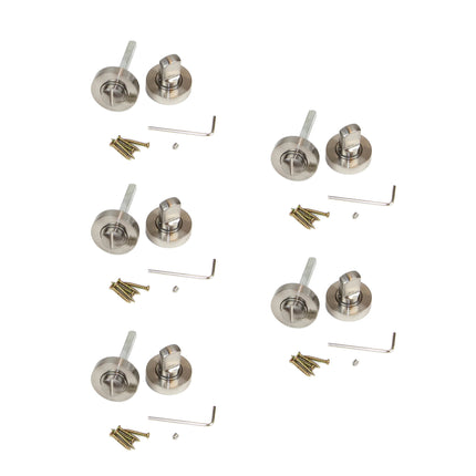 Emuca Lote de 5 condenas con roseta redonda para puertas de interior, diámetro 35mm, Zamak, Níquel satinado