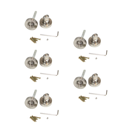 Emuca Set of 5 locks with round rosette for interior doors, diameter 35mm, Zamak, Satin nickel