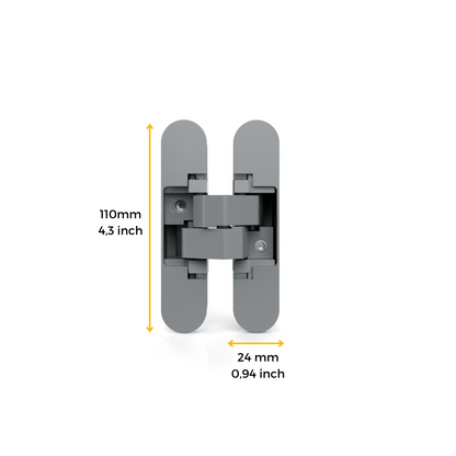 Emuca Set of 2 concealed hinges for passage doors, 180 degrees, painted aluminium