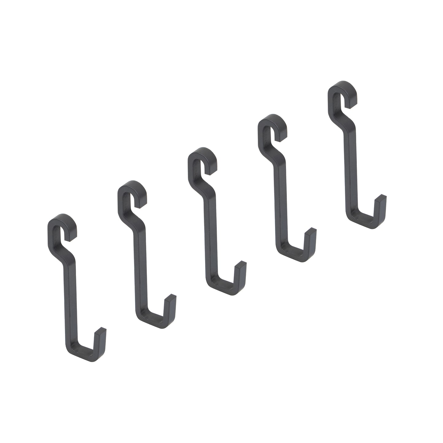 Emuca Set of 5 hooks for hanging kitchen accessories on the wall Titane, Steel, Anthracite grey