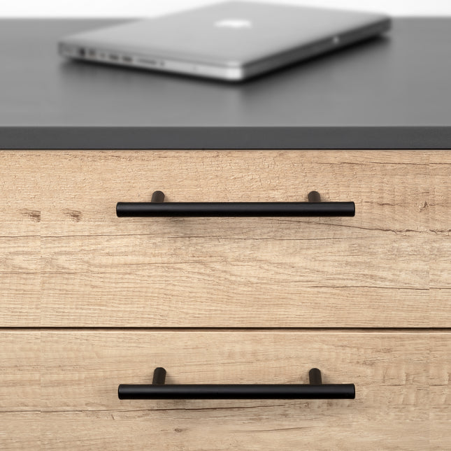 Emuca Set of 10 Miami furniture handles, stainless steel, black