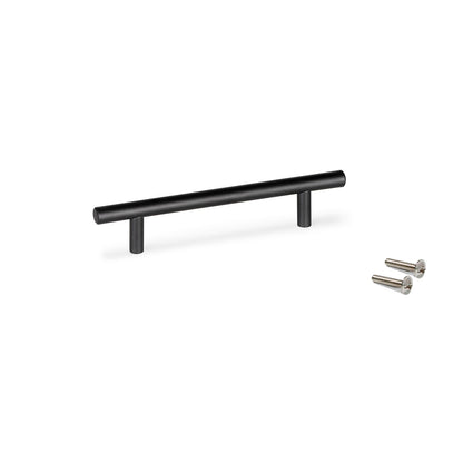 Emuca Lote de 10 tiradores para mueble Miami, Acero inoxidable, negro