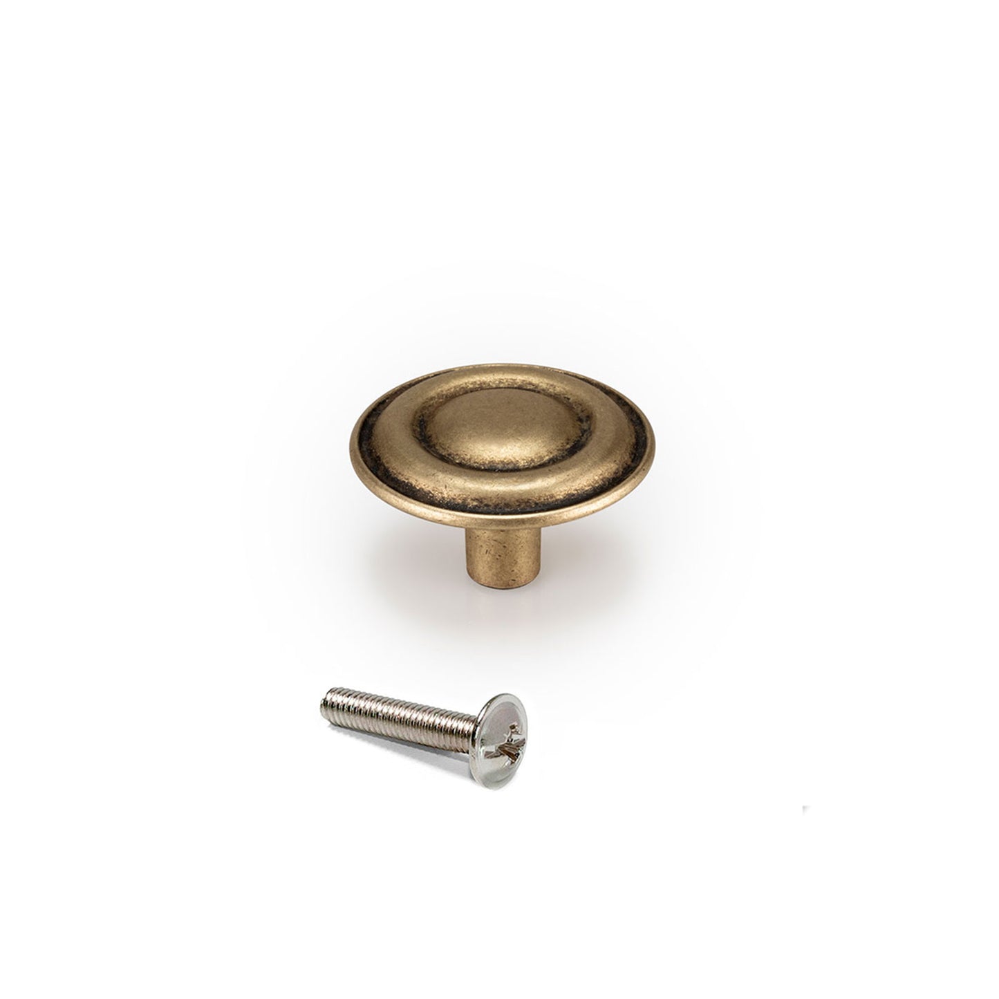 Emuca Lote de 25 pomos para mueble Luanda, diámetro 33mm, Zamak, Oro viejo