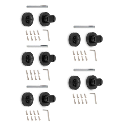 Emuca Set of 5 locks with round rosette for interior doors, diameter 35mm, Zamak, Black