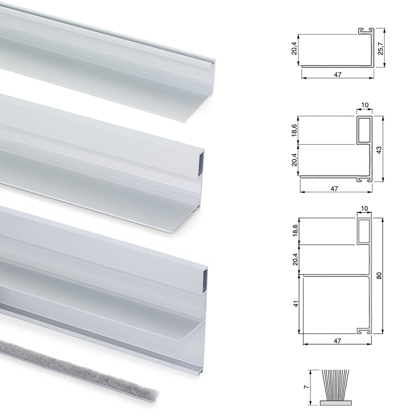 Emuca Kit de herrajes para armario de 2 puertas correderas y cierre suave Space, espesor 19-20mm, tableros no incluidos, Anodizado mate