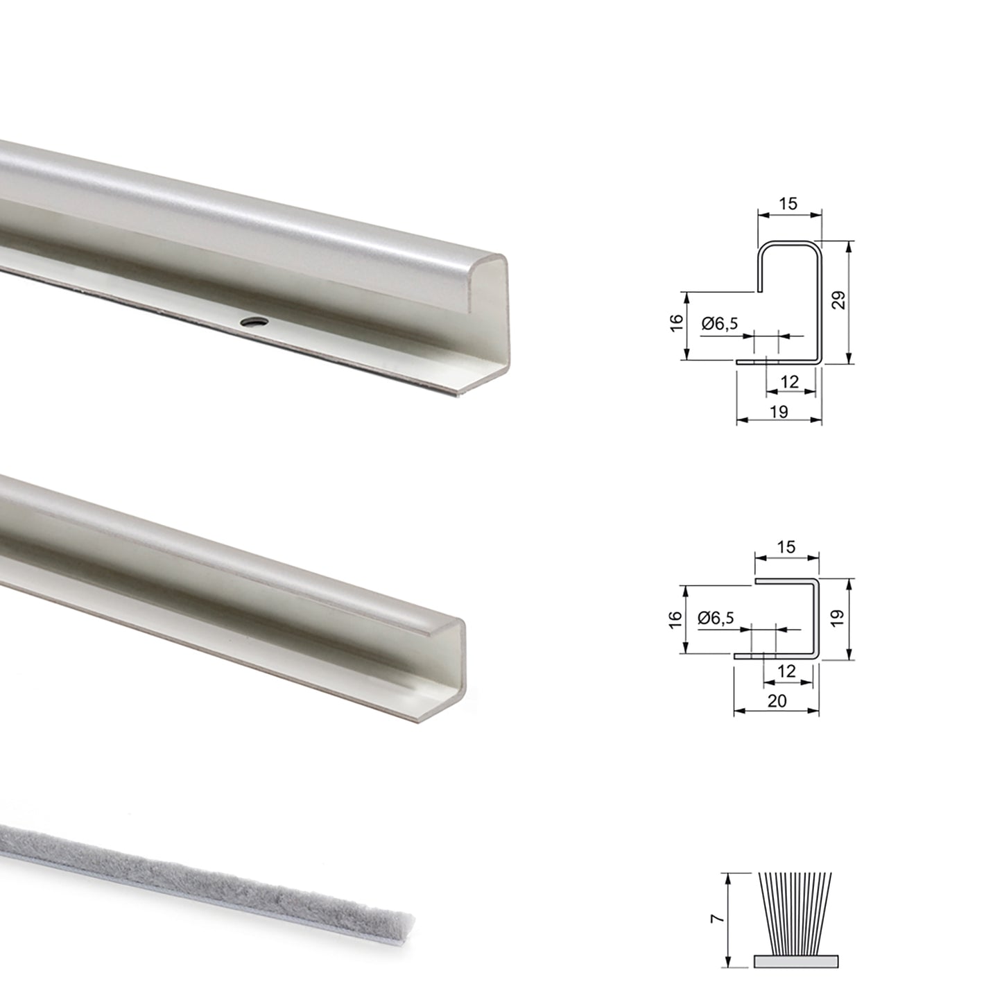 Emuca Hardware kit for 2-door sliding wardrobe with Neco soft-closing, 16mm thick, boards not included, Metallic grey