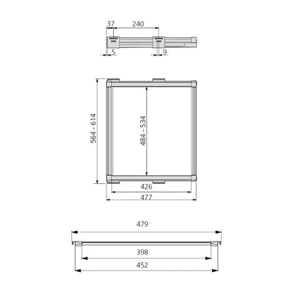 Emuca Kit de 7 varillas pantalonero y bastidor de guías para armarios Moka, cierre suave, regulable, módulo 600mm, Aluminio y Acero, Color moka