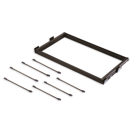 Kit de cabideiro para calças Emuca de 7 varões e estrutura guia para roupeiros Moka, fecho suave, regulável, módulo 600mm, Alumínio e Aço, cor Moka