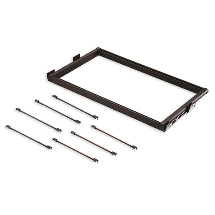 Emuca Kit of 7 trouser rods and guide frame for Moka wardrobes, soft closing, adjustable, 800mm module, Aluminium and Steel, Moka colour