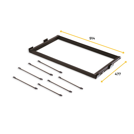 Kit de cabideiro para calças Emuca de 7 varões e estrutura guia para roupeiros Moka, fecho suave, regulável, módulo 900mm, alumínio e aço, cor mocha