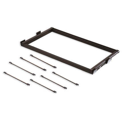 Kit de cabideiro para calças Emuca de 7 varões e estrutura guia para roupeiros Moka, fecho suave, regulável, módulo 900mm, alumínio e aço, cor mocha
