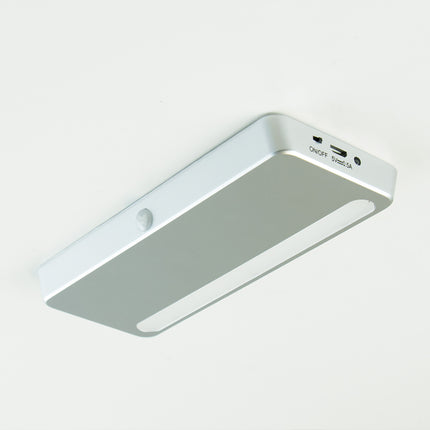 Emuca Luminaria LED Kraz recargable por USB con sensor de movimiento, Luz blanca natural 4.000K, Plástico, Gris metalizado