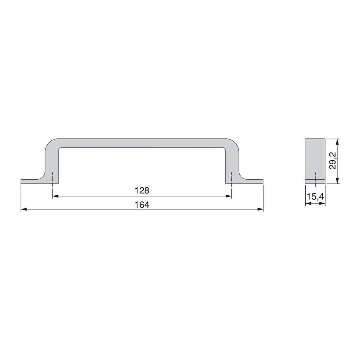 Emuca Lote de 20 tiradores para mueble Kobe, L164mm, intereje 128mm, Zamak, Titanio