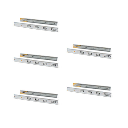 Emuca Lot of 5 sets of drawer guides, ball bearing, height 45mm, depth 650mm, full extension, soft closing, zinc plated