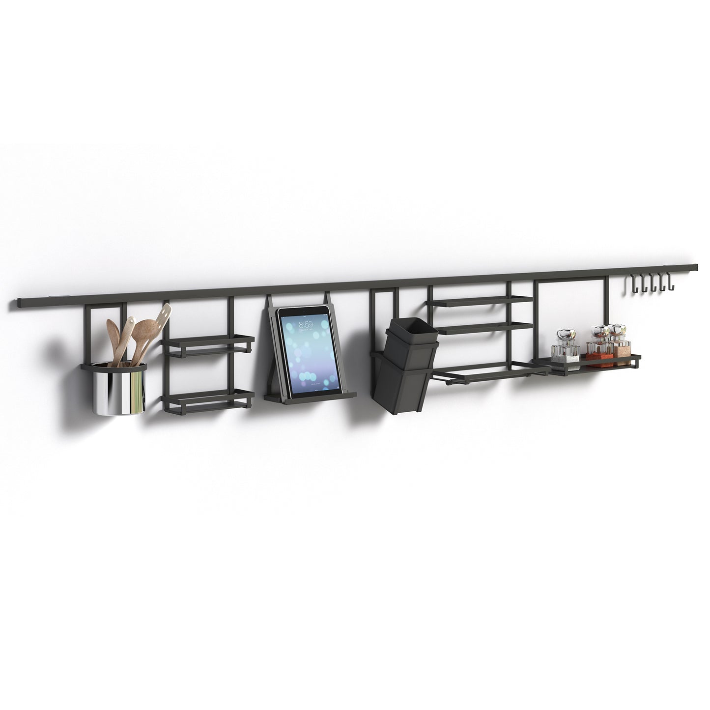 Emuca Titane kitchen utensil rack, Steel, Anthracite grey