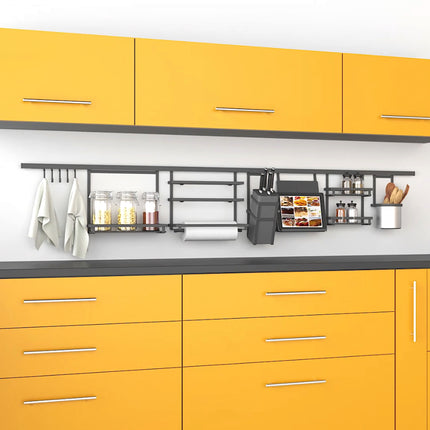 Emuca Perfil para colgar accesorios de cocina Titane, longitud 1.1m, Aluminio y Zamak, Gris antracita