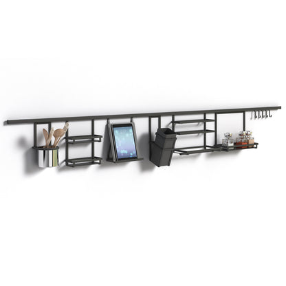 Emuca Titane kitchen accessories hanging profile, length 1.1m, aluminium and Zamak, anthracite grey