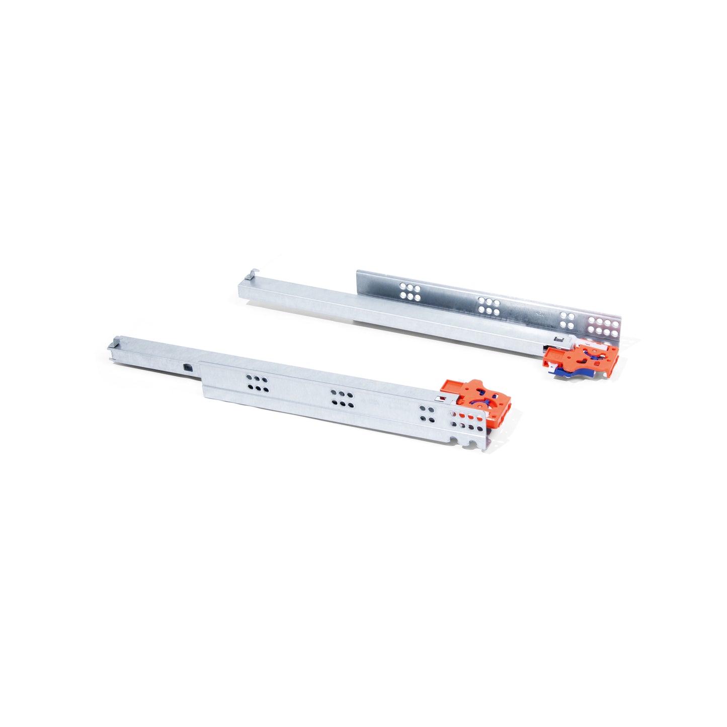 Emuca Slippe concealed guides for fully extendable drawers with soft closing and hook, 440, Zinc-plated, Steel