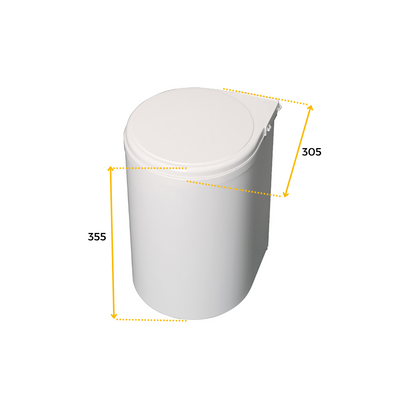 Emuca Recycling container for fixing to the furniture door, 1 removable 13-litre container, Plastic, White