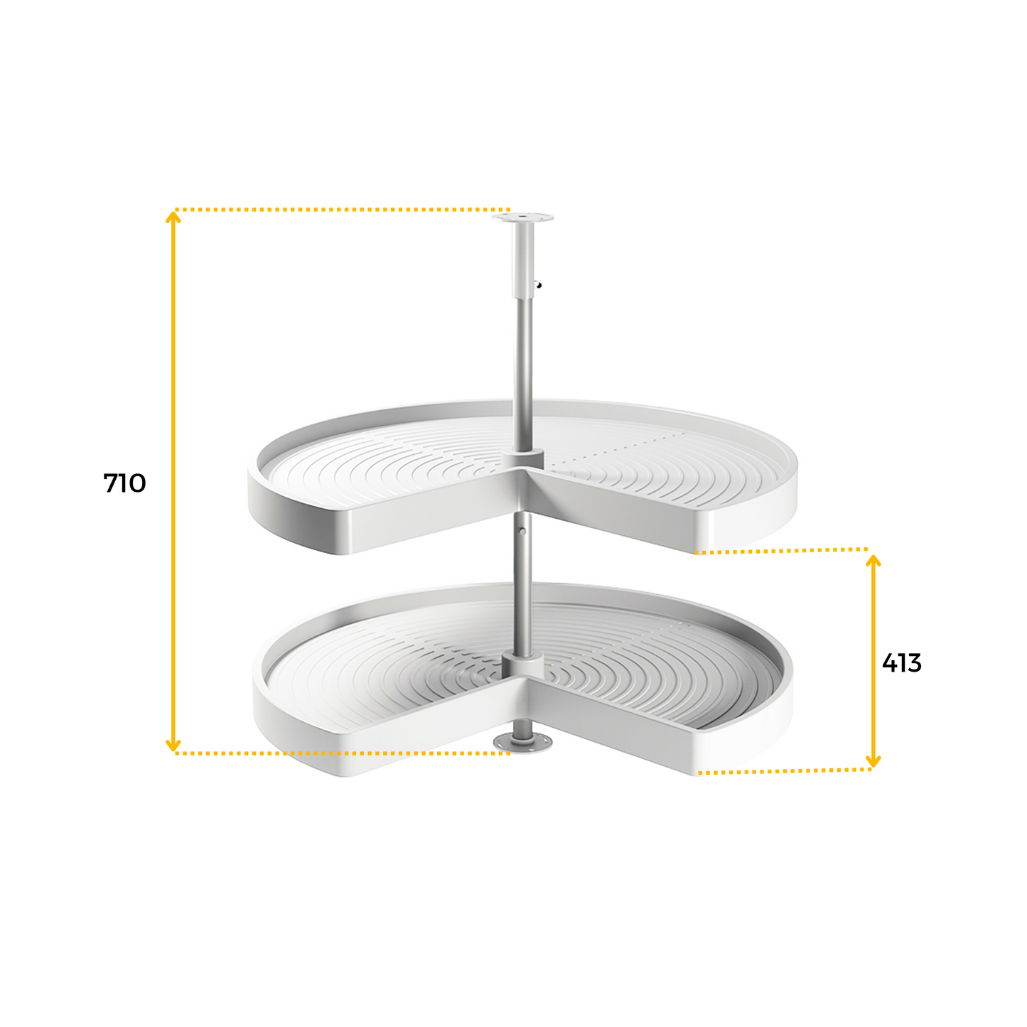 Emuca Shelvo 3/4 rotating tray set, for 800mm module, Plastic and Aluminum, White