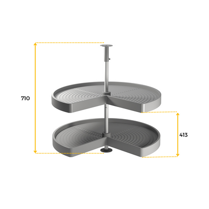 Emuca Shelvo 3/4 rotating tray set, for 800mm module, Plastic and Aluminum, Grey