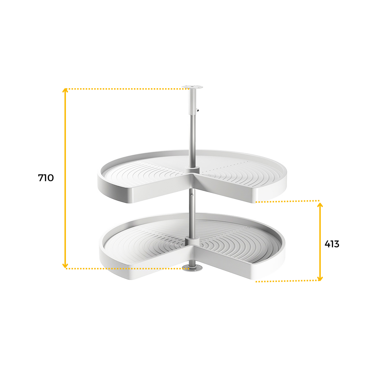 Emuca Shelvo 3/4 rotating tray set, for 900mm module, Plastic and Aluminum, White